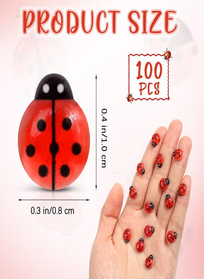 VICROIC 100 PCS Mini Resin Ladybugs, Miniature Ladybugs Figurines, Tiny Resin Ladybug Animals for Dollhouse, Cake Decorations, Fairy Garden Landscape, DIY Craft - Image 2